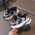 Scarpe sportive traspiranti per bambini con suola spessa e design a tre colori bianco nero - Taglia 21 Lunghezza Interna 13.5CM / Nero