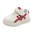 Scarpe casual bianche per bambini con strisce a X rosse e cinturino a strappo - Taglia 21 (13.5cm) / Borgogna
