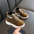 Stivali martin per bambini in camoscio marrone stile britannico con suole in gomma antiscivolo - 21 / Cachi Semplice