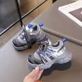 Scarpe sportive traspiranti per bambini in grigio blu argento per ragazzi e ragazze - Taglia 21 (Lunghezza interna 13.5CM) / Blu grigiastro
