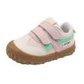 Scarpe primi passi rosa e verdi in mesh traspirante con doppia chiusura a strappo - Taglia 22 (Lunghezza Interna 14cm) / Rosa