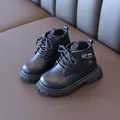 Stivaletti neri opachi per bambini con tasca laterale e suola spessa antiscivolo - 21 / Nero