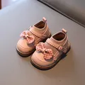 Scarpe primi passi rosa da bimba con fiocco a quadretti e suola morbida per autunno - 16 / Rosa