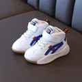 Sneakers mid-top per bambini in pelle bianca con strisce blu e rosse e velcro - EU 21 / Bianco