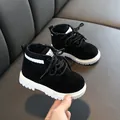 Bottes classiques noires pour enfants avec semelles blanches et fermeture éclair - Noir Uni