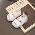 White baby sandals with double velcro straps and closed-toe anti-collision design - 18 (Inner Length 13.5cm) / White