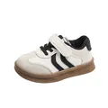 Scarpe sportive beige per bambini con strisce nere e suole in gomma antiscivolo marroni - 21 / Nero