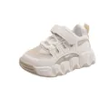Atmungsaktive Kinder-Sportschuhe in Weiß und Beige mit Klettverschluss und Netzstoff - Größe 21 (13.5cm) / Khaki Beige