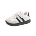 Baskets décontractées pour tout-petits en cuir blanc avec fermeture velcro - 16 / Blanc Cassé