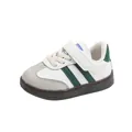 Baskets rétro pour enfants blanc et vert avec bandes velcro et semelle gomme - 16 / Vert