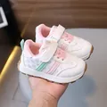 Scarpe sportive per bambini bianche con accenti rosa e verdi e simpatico motivo smiley - 21 / Rosa