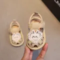 Sandali beige per neonata con toppa a forma di coniglio e fori traspiranti estivi - 16 / Kaki