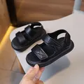 Sandales noires pour enfants avec double velcro et semelles souples pour l'été en plein air - EU 21 / Noir
