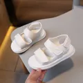Sandales blanches pour enfants avec double velcro et semelle sportive épaisse et amortie - EU 21 / Blanc Cassé