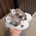 Sandali sportivi traspiranti per bambini con cinturino a strappo e suola in gomma morbida - Taglia 16 (Interno 12.5CM) / Cachi