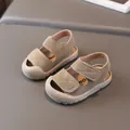 Sandali color kaki per neonati a punta chiusa con velcro e design traspirante vuoto - Taglia 15 / Cachi