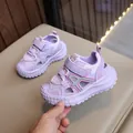 Sandali sportivi bimbi in mesh lavanda con velcro e suola spessa traspirante a carro - EU 22 / Viola