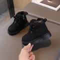 Winter black children's martin boots with warm plush lining and durable non-slip thick soles - EU 21 / Black Fleece