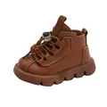 Stivaletti Martin per bambini in pelle marrone con lacci elastici e suola antiscivolo - EU 21 / Marrone