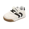 Sneakers bianche per bambini con strisce nere e suole in gomma antiscivolo resistenti - Taglia 16 (Lunghezza Interna 12cm) / Nero