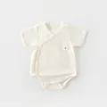 Detail of baby bamboo fiber bodysuit with 3D lamb patch and breathable texture - 52 / Creamy White Lamb