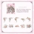 Set de 20 pegatinas florales de PET con diseños elegantes de flores vintage rosa y blanco - Sueño Flotante / 20 Piezas/Paquete
