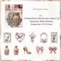 Pink Flower Window hollow floral scrapbooking stickers set with vintage motifs - Pink Flower Window