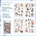 Aquarell Shiba Inu PET Aufkleber Set mit 4 Bögen Cartoon Tiermotiven für Deko - 4 Blatt Packung / Tail Sweeping (Dog Series)