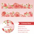 Crimson Rose watercolor PET tape with floral patterns for DIY scrapbooking decoration - 30mmx3m / Crimson Rose