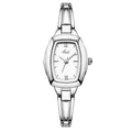Gedi zilveren armbandhorloge voor dames met minimalistische tonneau-wijzerplaat en romeinse cijfers - Zilver/Witte Wijzerplaat