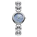 GEDI luxury women's silver watch with blue pearl dial and unique pearl cluster strap - Silver Case Blue Dial Silver Band