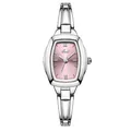 Gedi elegant dameshorloge met roze wijzerplaat en zilverkleurige holle geschakelde band - Zilver/Roze Wijzerplaat
