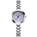 Montre chaîne argentée pour femme avec cadran en nacre lavande au design minimaliste - Bracelet Argent Cadran Violet