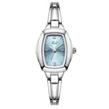 Gedi tonneau horloge voor dames met lichtblauwe wijzerplaat en zilveren metalen band - Zilver/Blauwe Wijzerplaat