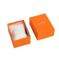 Premium orange Uhrenbox mit weißem Kissen und Deckel mit GEDI Markenlogo - Stülpkarton / Orange