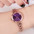 Damenarmbanduhr aus roségoldenem Edelstahl mit lila Zifferblatt und Quarzwerk-Technik - Roségold Gehäuse Lila Zifferblatt