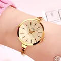 Elegant gold GEDI bracelet watch for women featuring a minimalist dial and sleek metal strap - IP Gold Case Gold Dial