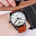 Reloj de cuarzo GEDI para hombre con correa de cuero marrón y esfera blanca clásica - Correa Marrón Esfera Blanca