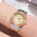 GEDI Luxus Damen Quarzuhr mit Roségold Oktogon-Lünette und Diamant-Akzenten - Zweifarbig Gold Zifferblatt