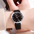 Elegant GEDI women's watch with black Roman numeral dial and silver stainless steel case - Silver Case Black Dial Black Strap