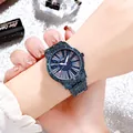 Orologio quarzo donna con strass blu scuro su quadrante e cinturino acciaio - Blu Abbagliante