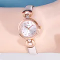 Elegant rose gold women's watch with cream leather strap and Roman numerals - Rose Gold Case White Dial Apricot Strap