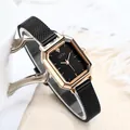 Elegant rose gold octagonal quartz watch with black dial and Milanese mesh band - Rose Gold Case Black Dial Black Band (Marked)