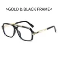 Stylish aviator eyeglasses frame in gold and black metal with clear lenses - Gold Black Frame