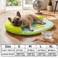 Cooling pet mat with pineapple print and size chart for dogs and cats in four sizes - Green Pineapple / Size M (50*40cm) (recommended For Individuals Weighing Under 10 Catties)
