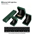 Dark green LED jewelry box set with black flocking interior for rings and necklaces - Premium - Bangle Box / Dark Green