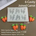 6-cavity carrot silicone mold for fondant and chocolate with orange finished resin carrots - Connected Carrot / Semi-transparent