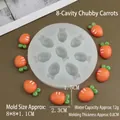 8-cavity carrot silicone mold for chocolate fondant cake decorating and DIY crafts - Chubby Carrot / Semi-transparent