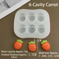 6-cavity carrot silicone mold for DIY fondant and chocolate with white translucent finish - Mini Carrot / Semi-transparent