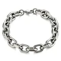 Polished silver stainless steel Cuban chain bracelet for men with lobster clasp - Steel